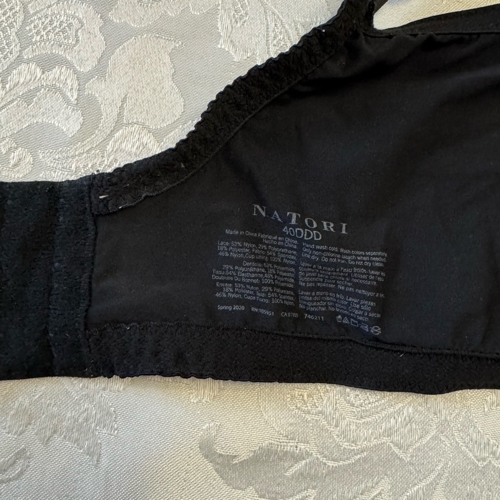 Natori Bra 40DDD Statement Full Fit Lace Unlined Underwire 746211 Black - Picture 6 of 9